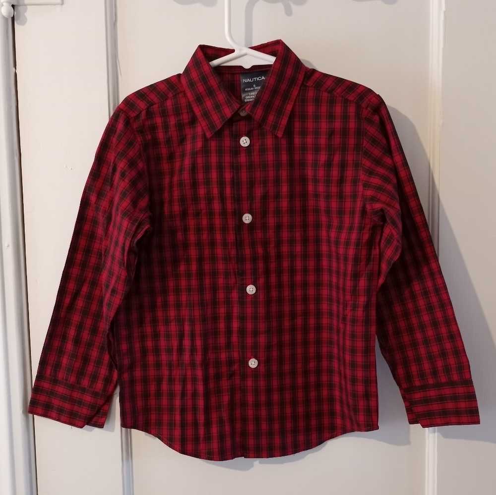 Boys Nautica Plaid Dress Shirt Size 5 NWT